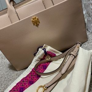 Tory Burch Kira Pebbled Leather Tote/Work Bag